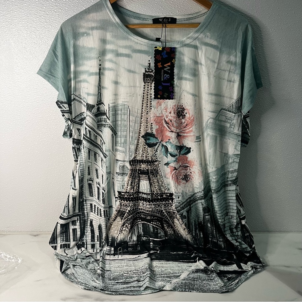 Green and Gray Top Tees - Short Sleeve